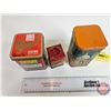 Image 6 : Tins (3) : Tea & Curry (Largest Measures: 5-1/2" x 3" x 3")