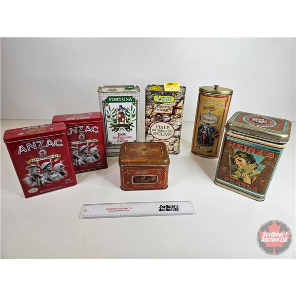 Tins (7) (Modern) (Variety) (Tallest Measures: 10-1/4"H)