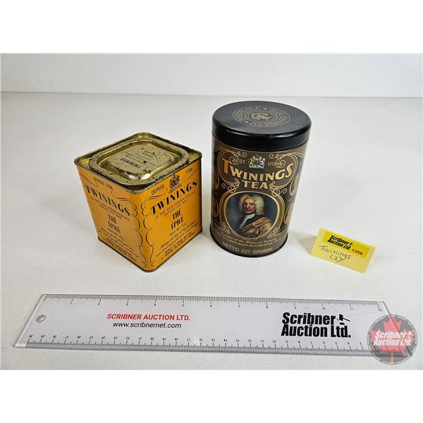 Twinings Tea Tins (2) (Tallest Measures: 5-1/2"H)