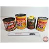 Image 1 : Tins (4) : Coffee, Spices & Peanut Butter (Tallest Measures: 6-1/2"H)