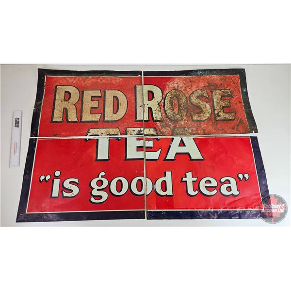 RED ROSE TEA Single Tin Sign (4 Section) (Each Section Measures : 16": x 23-1/2") (Total Measures To