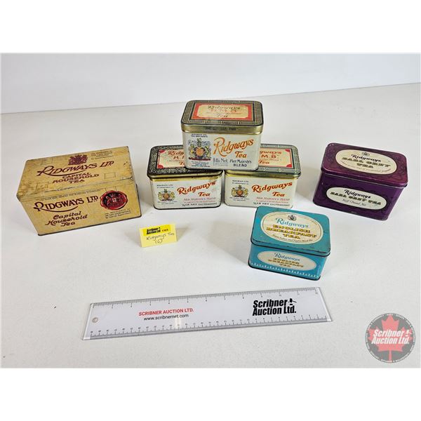 RIDGWAYS Tins (6) (Largest Measures: 3-1/2"H x 6-3/4"W x 4"D)