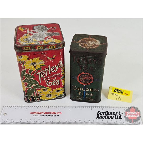 Tetley's Tin Tins (2) : (Tallest Measures: 6"H)