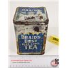 Image 1 : BRAID'S BEST BLUE LABEL TEA Tin  (5-3/4"H x 4"W x 4"D)