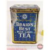 Image 5 : BRAID'S BEST BLUE LABEL TEA Tin  (5-3/4"H x 4"W x 4"D)