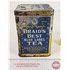 Image 6 : BRAID'S BEST BLUE LABEL TEA Tin  (5-3/4"H x 4"W x 4"D)