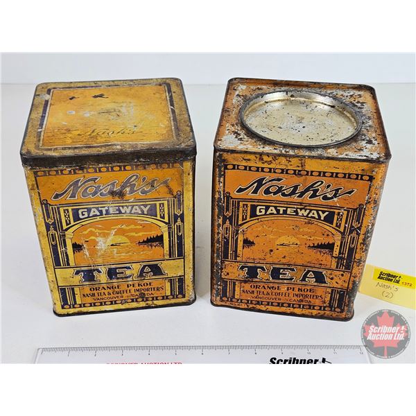Nash's Gateway Tea Tins (2) (Each Measure: 7-1/2"H x 6"W x 6"D)