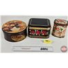 Image 1 : Tins (3) : RED ROSE Coffee Tin (Paper Label) + (2) Misc (Red Rose Measures: 4"H x 8-1/2"Dia)