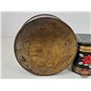 Image 4 : Tins (3) : RED ROSE Coffee Tin (Paper Label) + (2) Misc (Red Rose Measures: 4"H x 8-1/2"Dia)
