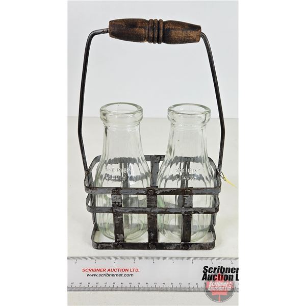 Milk Bottles & Carrier (Carrier Measures: 11-1/2"H x 7-1/2"W x 3-3/4"D)