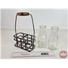 Image 6 : Milk Bottles & Carrier (Carrier Measures: 11-1/2"H x 7-1/2"W x 3-3/4"D)