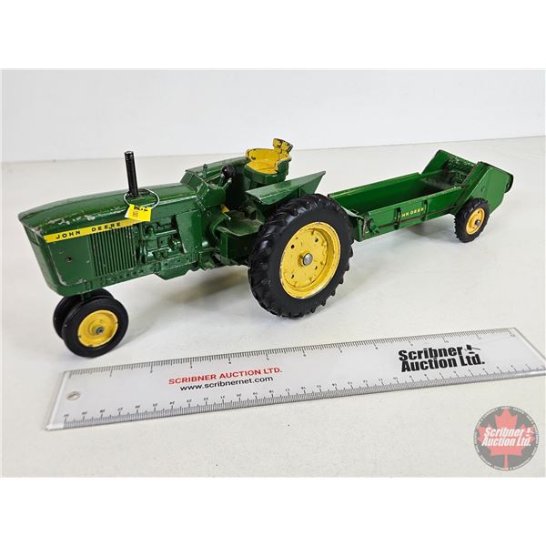 John Deere Toy Tractor with Spreader (Scale 1:16) (Note: Steering Wheel Missing)