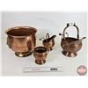 Image 1 : Coppercraft Grouping (4) : Skuttles (2), Kindling Bucket & Pot (Largest Measures: 9-1/2"H x 11-1/4"D