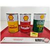 Image 4 : SHELL Oil Cans (3) : - Rotella T Heavy Duty Oil (Cardboard) - Rotella Oil (FULL!) - DONAX T-6 ATF (A