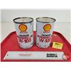 Image 1 : SHELL Oil Cans (2): Premium Aeroshell Oil W-100 (All Measure: 6-1/2"H x 4"Dia)