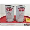 Image 4 : SHELL Oil Cans (2): Premium Aeroshell Oil W-100 (All Measure: 6-1/2"H x 4"Dia)