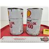 Image 5 : SHELL Oil Cans (2): Premium Aeroshell Oil W-100 (All Measure: 6-1/2"H x 4"Dia)