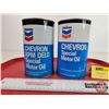 Image 2 : Chevron Special Motor Oil Cans (2) (All Measure: 6-1/2"H x 4"Dia)