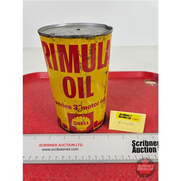 SHELL RIMULA OIL Can : Series 3 Motor Oil (All Measure: 6-1/2"H x 4"Dia)