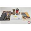 Image 1 : Collector Combo ~ Tire Theme : Tire Repair Kit Tins (4) & Vintage Ads (2) (Tallest Tin Measures: 7-1