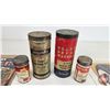 Image 2 : Collector Combo ~ Tire Theme : Tire Repair Kit Tins (4) & Vintage Ads (2) (Tallest Tin Measures: 7-1