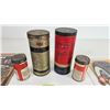 Image 3 : Collector Combo ~ Tire Theme : Tire Repair Kit Tins (4) & Vintage Ads (2) (Tallest Tin Measures: 7-1