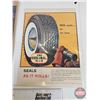 Image 7 : Collector Combo ~ Tire Theme : Tire Repair Kit Tins (4) & Vintage Ads (2) (Tallest Tin Measures: 7-1