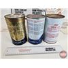 Image 9 : TEXACO Collector Combo : (3) Oils & (7) Magazine Ads (Note: Two Oil Can Full !) (Each Can Measures: 