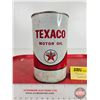 Image 2 : TEXACO Motor Oil Can (Note: Green "T" Logo) (6-1/2"H x 4"Dia)