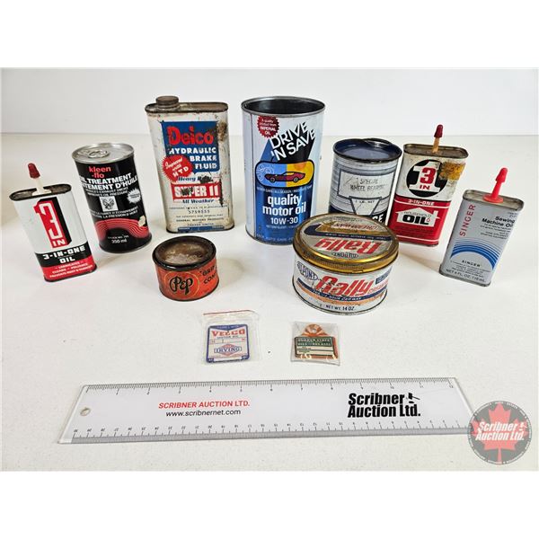Collector Combo Oil Cans / Tins (9) (Variety)  (See Pictures for Types / Varieties) (Note: Oil Treat