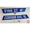 Image 4 : Street Signs (2): (w/Street Sign Cross Bracket) - FINK ST W - COBHAM AVE W (Both Measure: 6" x 30")