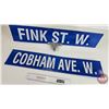 Image 6 : Street Signs (2): (w/Street Sign Cross Bracket) - FINK ST W - COBHAM AVE W (Both Measure: 6" x 30")