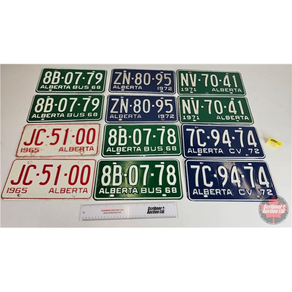 Alberta Lic Plates (12) : 6 Matching Sets - 1965 Set - 1968 Set "Bus" - 1968 Set "Bus" - 1971 Set - 
