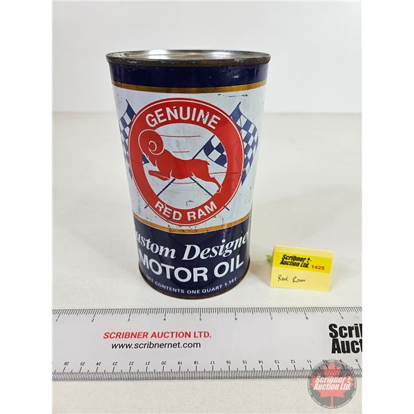 Genuine Red Ram Motor Oil Can (FULL !) (6-1/2"H x 4"Dia)