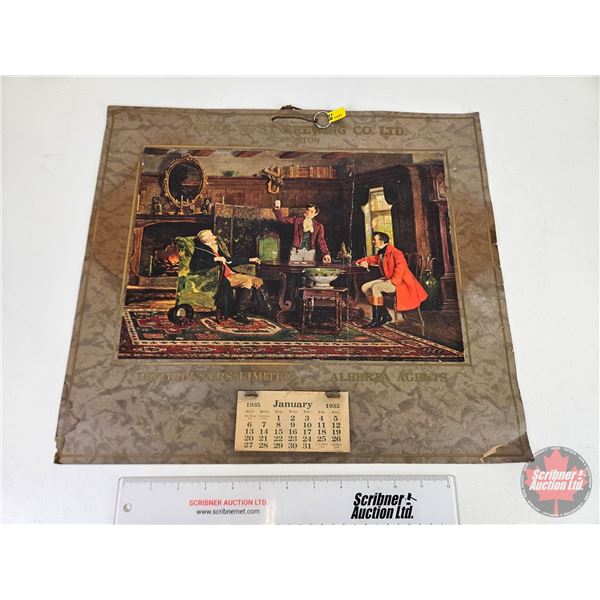 Ad Calendar : 1935 NORTH WEST BREWING CO. LTD. Edmonton (Unused) (16"H x 18"W)