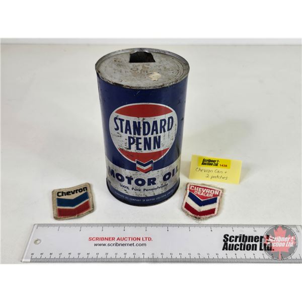 CHEVRON Oil Can & 2 Patches  (6-1/2"H x 4"Dia)
