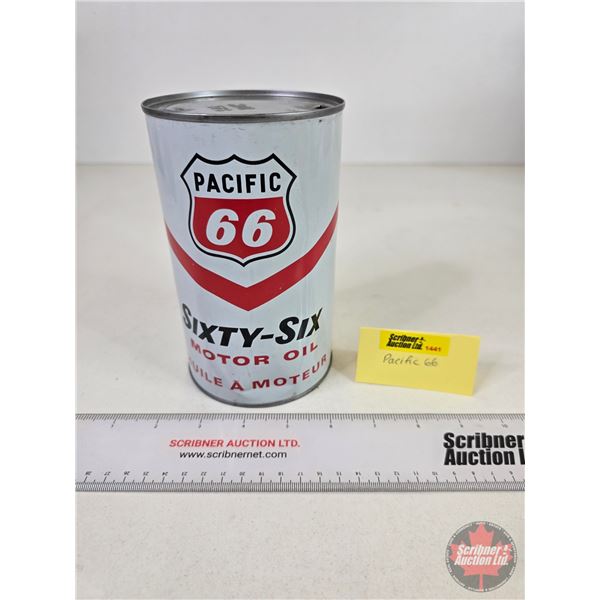 PACIFIC 66 "SIXTY-SIX" Motor Oil Can (6-1/2"H x 4"Dia)