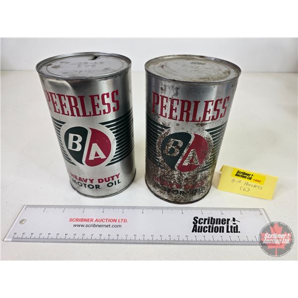 B/A PEERLESS Oil Cans (2) (Note: One is FULL !) (6-1/2"H x 4"Dia)