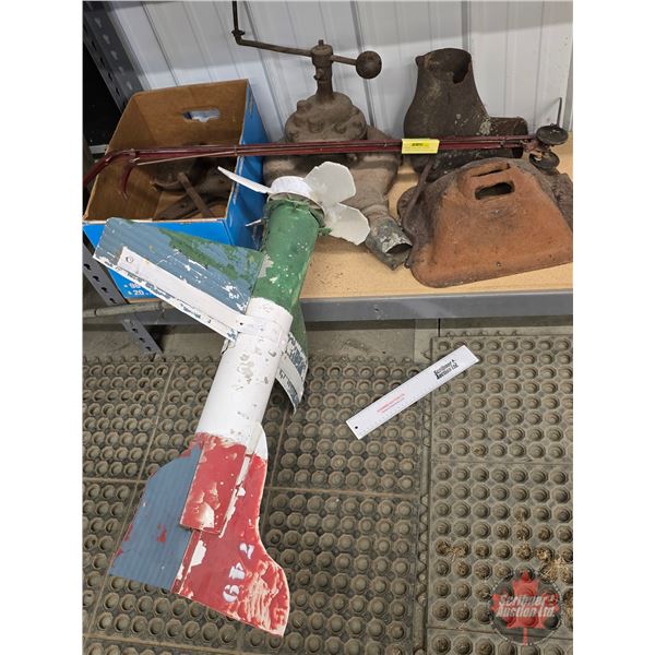 Rustic Collector Combo: Forage Blower; Cast Iron Ladel; Cast Iron Hinges; Lawn Ornament; etc! (Large