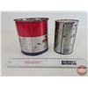 Image 3 : Oil / Grease Cans (2):  - Esso Wheel Bearing Grease (Partial Full) (6-1/4"H x 6-1/4"Dia) - Mobil 1 M