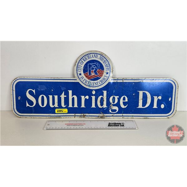 Double Sided Aluminum Street Sign : CITY OF RICHLAND, MISSISSIPPI : Southridge Dr. (9-3/4" x 24")