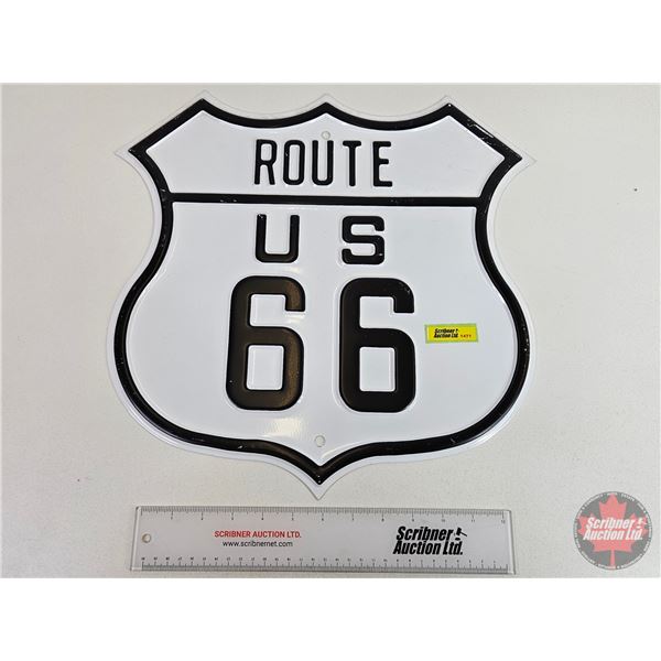 Single Side Steel Quality Reproduction Sign : ROUTE 66  (16" x 16-1/2")