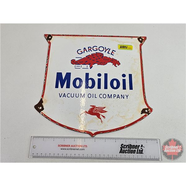 Single Sided Porcelain Quality Reproduction Sign : GARGOYLE Mobiloil (12" x 12-1/4")