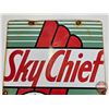 Image 2 : Single Sided Porcelain Quality Reproduction Sign : TEXACO Sky Chief GASOLINE (18" x 12")