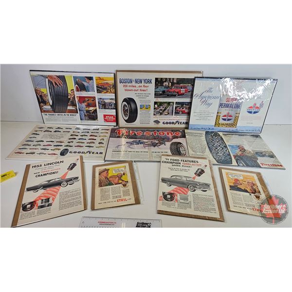 Collector Combo : Vintage Automotive Ads (10) (Largest Measures: 15" x 21")