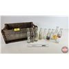 Image 1 : Collector Combo : Wood Bottle Crate "GRAND Soft Drink" & Clear Bottles (9) (Bottles: Mr Pibb, Tall, 