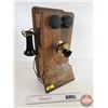 Image 1 : Antique Wood Box Telephone (19"H x 13-1/2"W x 9"D)