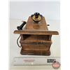 Image 4 : Antique Wood Box Telephone (19"H x 13-1/2"W x 9"D)