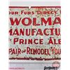 Image 3 : Single Sided Tin Sign "Buy Your Furs Direct from W. Wolman Fur Manufacturer" "Prince Albert" (Emboss