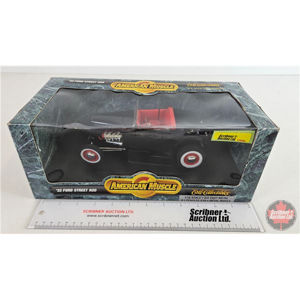 American Muslce ERTL Collectibles : '32 FORD STREET ROD (Scale 1:18) (Box Measures: 5-1/4"H x 12-3/4